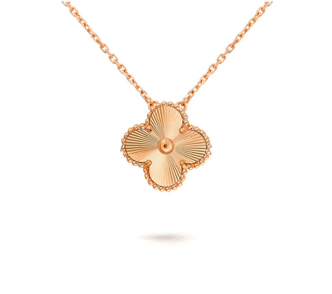 15mm Clover Flower Pendant Necklace - Natural Gemstone Signature Collection