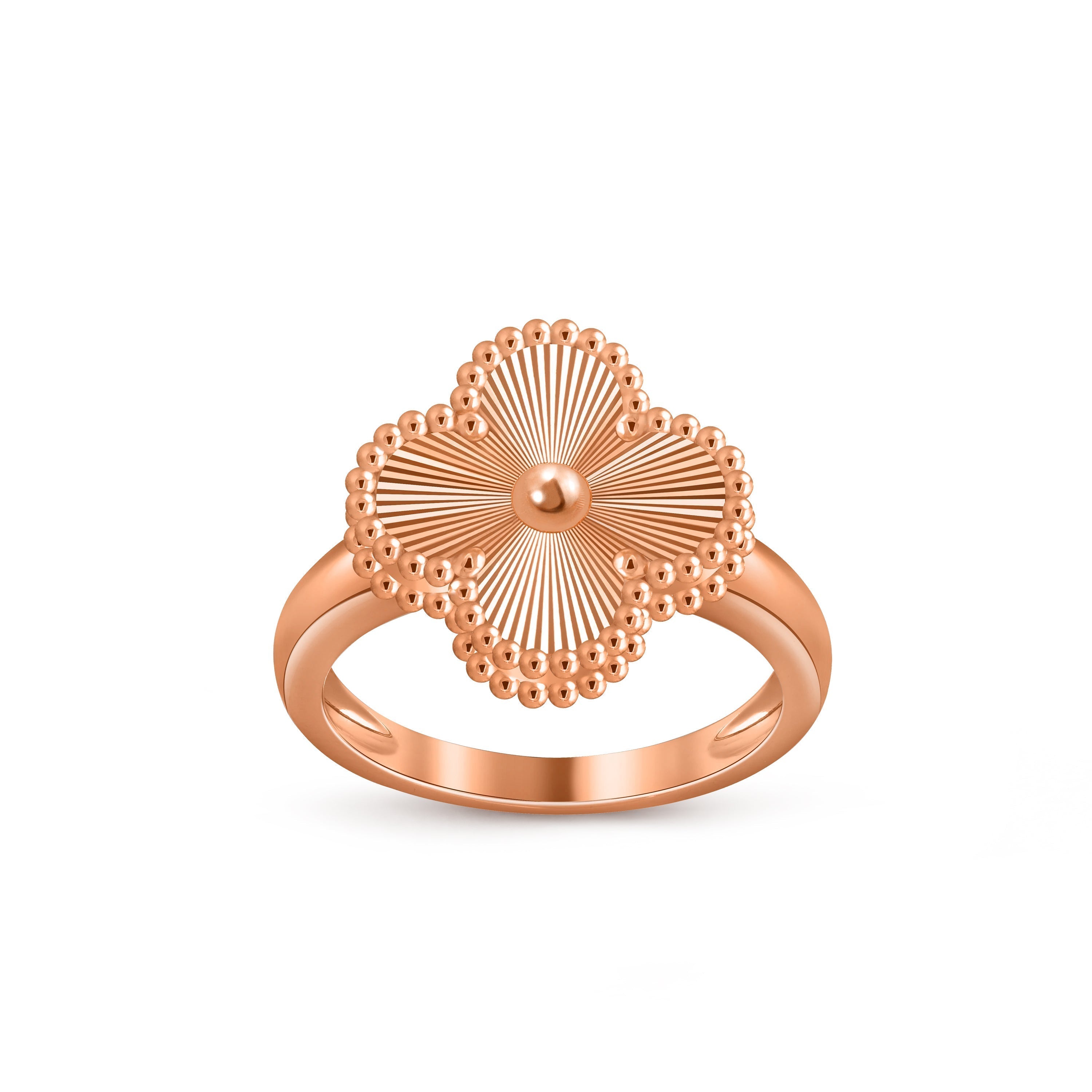 Glücks-Klee-Ring aus Roségold im Vintage-Stil – Luxuriöse Edelsteinkollektion