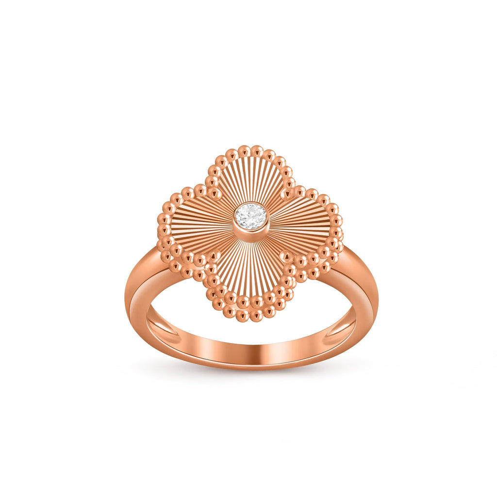 Glücksklee-Ringkollektion aus Roségold mit Diamantakzent