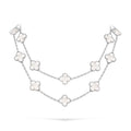 Classic 20-Motif Lucky Clover Long Necklace White Gold Collection