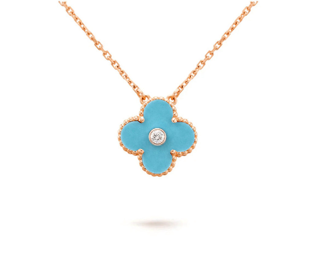 15mm Clover Flower Diamond Pendant Necklace Collection