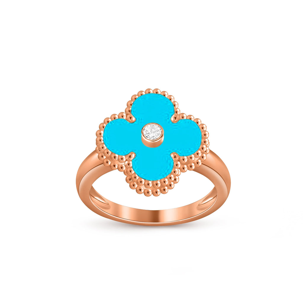 Glücksklee-Ringkollektion aus Roségold mit Diamantakzent