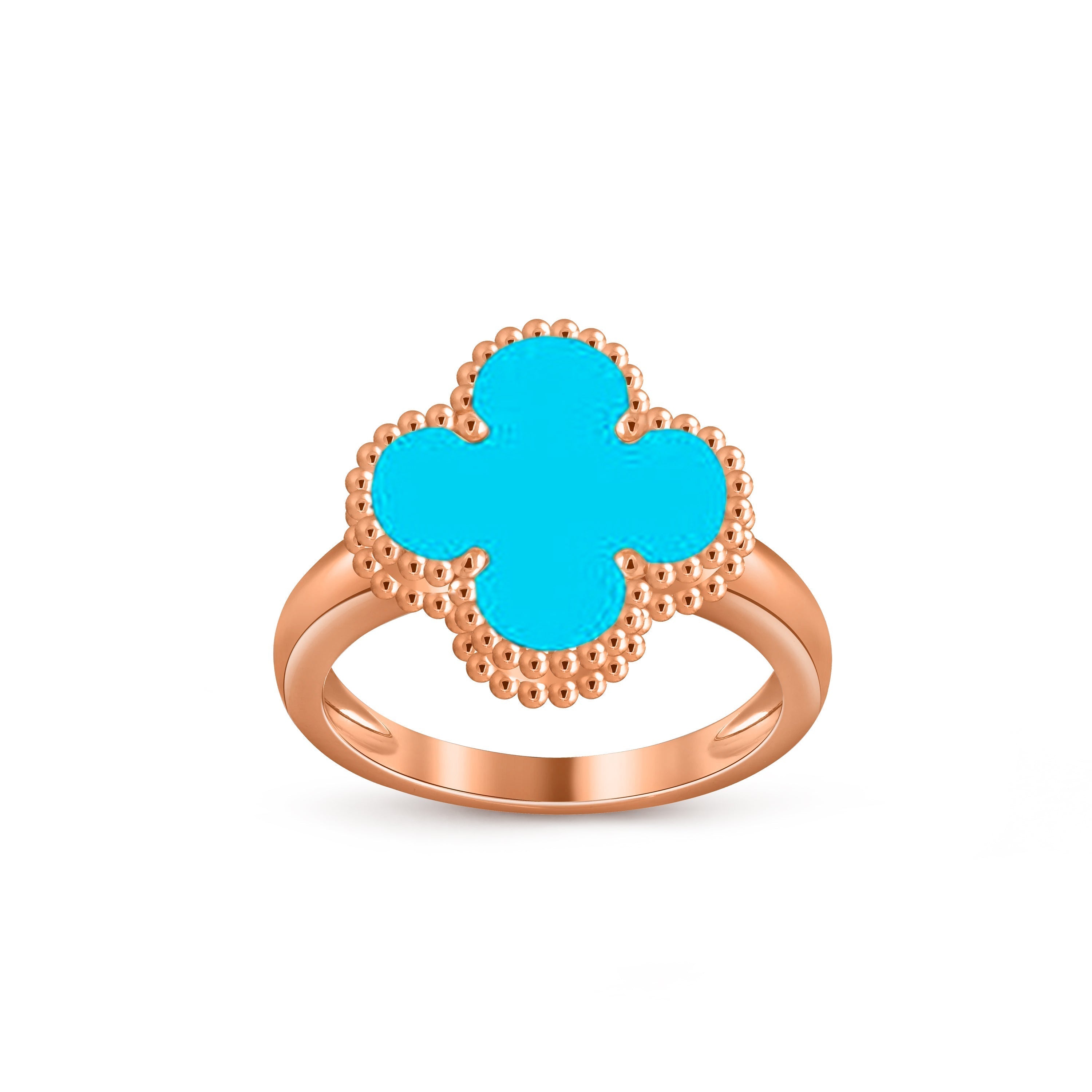 Glücks-Klee-Ring aus Roségold im Vintage-Stil – Luxuriöse Edelsteinkollektion