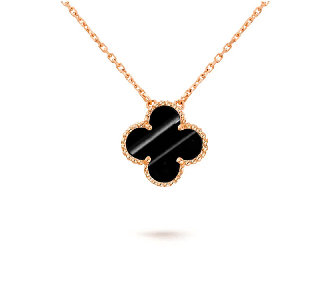 15mm Clover Flower Pendant Necklace - Natural Gemstone Signature Collection