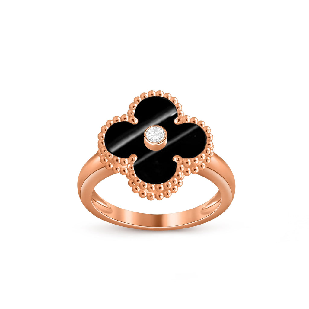 Glücksklee-Ringkollektion aus Roségold mit Diamantakzent