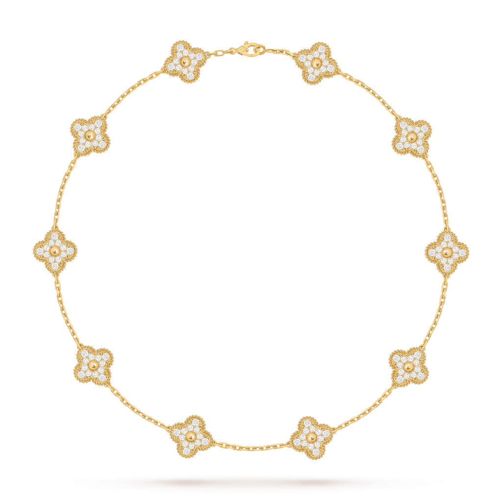Klassisches Glücksklee-Halskette mit 10 Motiven aus der Goldkollektion