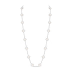Classic 20-Motif Lucky Clover Long Necklace White Gold Collection