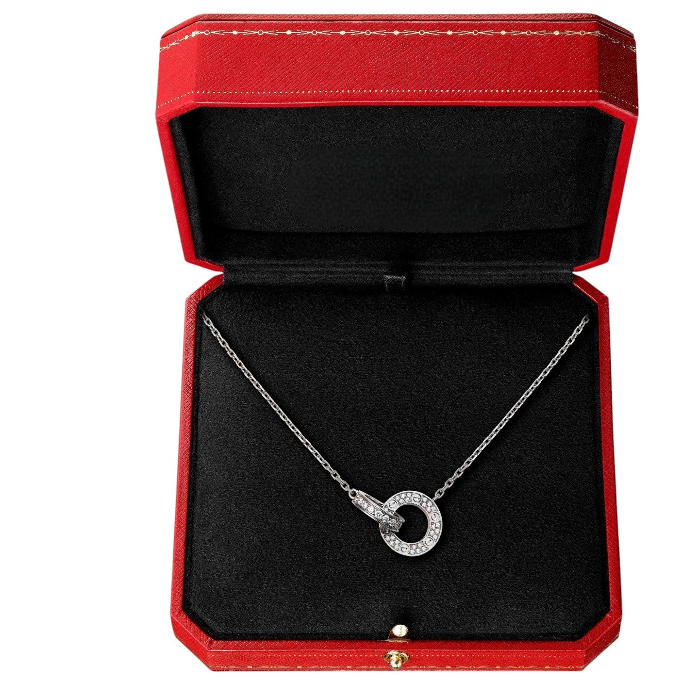 LOVE Double-Ring Pendant Necklace - Eternal Union & Harmony Talisman - Brilliant Diamond Accents