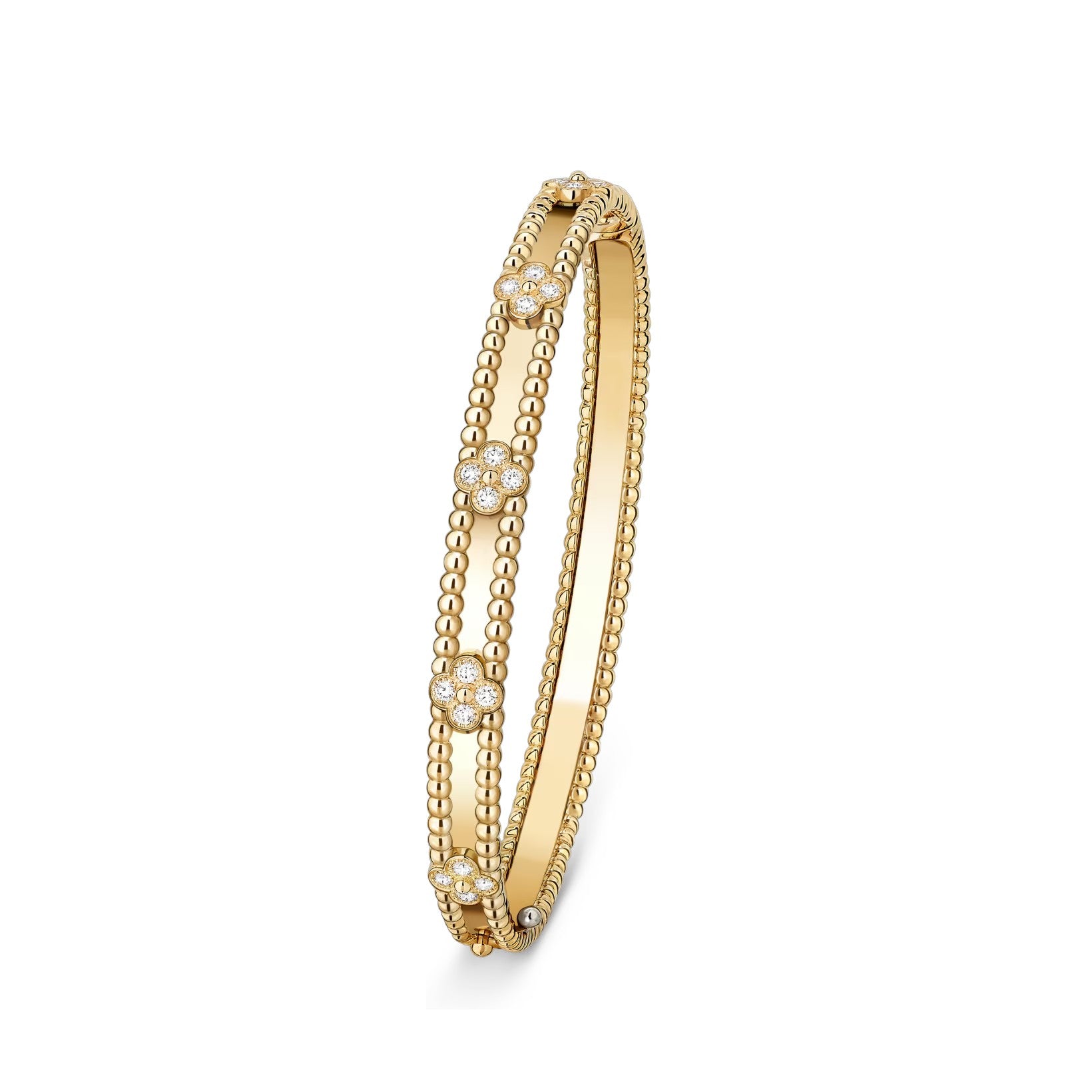 Slim Kaleidoscope Bangle Bracelet - Delicate Clover Motif