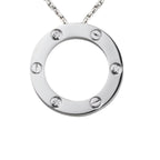 LIEBE Großer runder Anhänger 3-Diamant Halskette