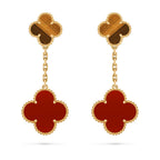 Clover Dual-Motif Statement Stud Earrings - Double-Charm Collection