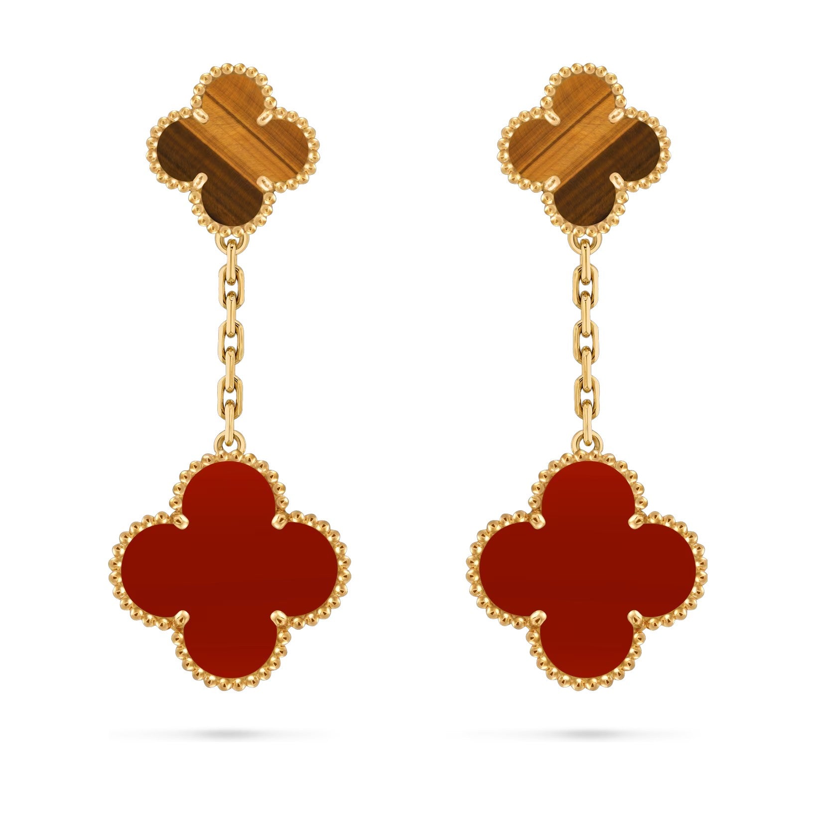 Clover Dual-Motif Statement Stud Earrings - Signature Double-Charm Design Collection