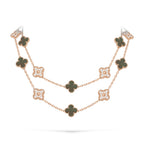 Klassische lange Halskette „Lucky Clover“ mit 20 Motiven, Roségold-Kollektion