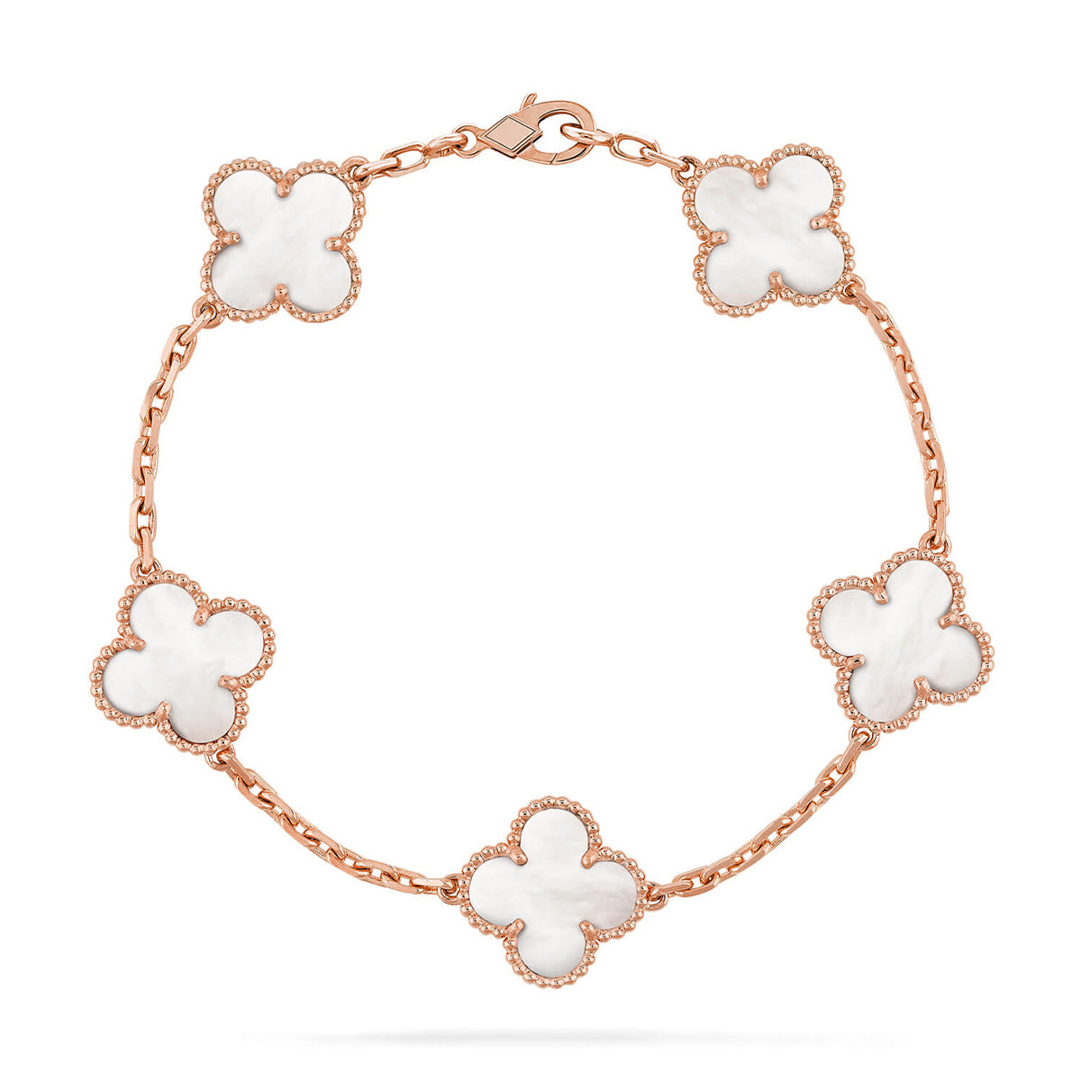 Lucky 5-Motif Clover Bracelet - Natural Mother of Pearl