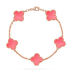 Lucky 5-Motif Clover Serenity Bracelet - Natural Pink Mother of Pearl