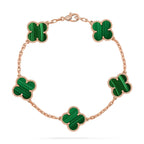 Lucky Clover 5-Motif Bracelet - Malachite Collection