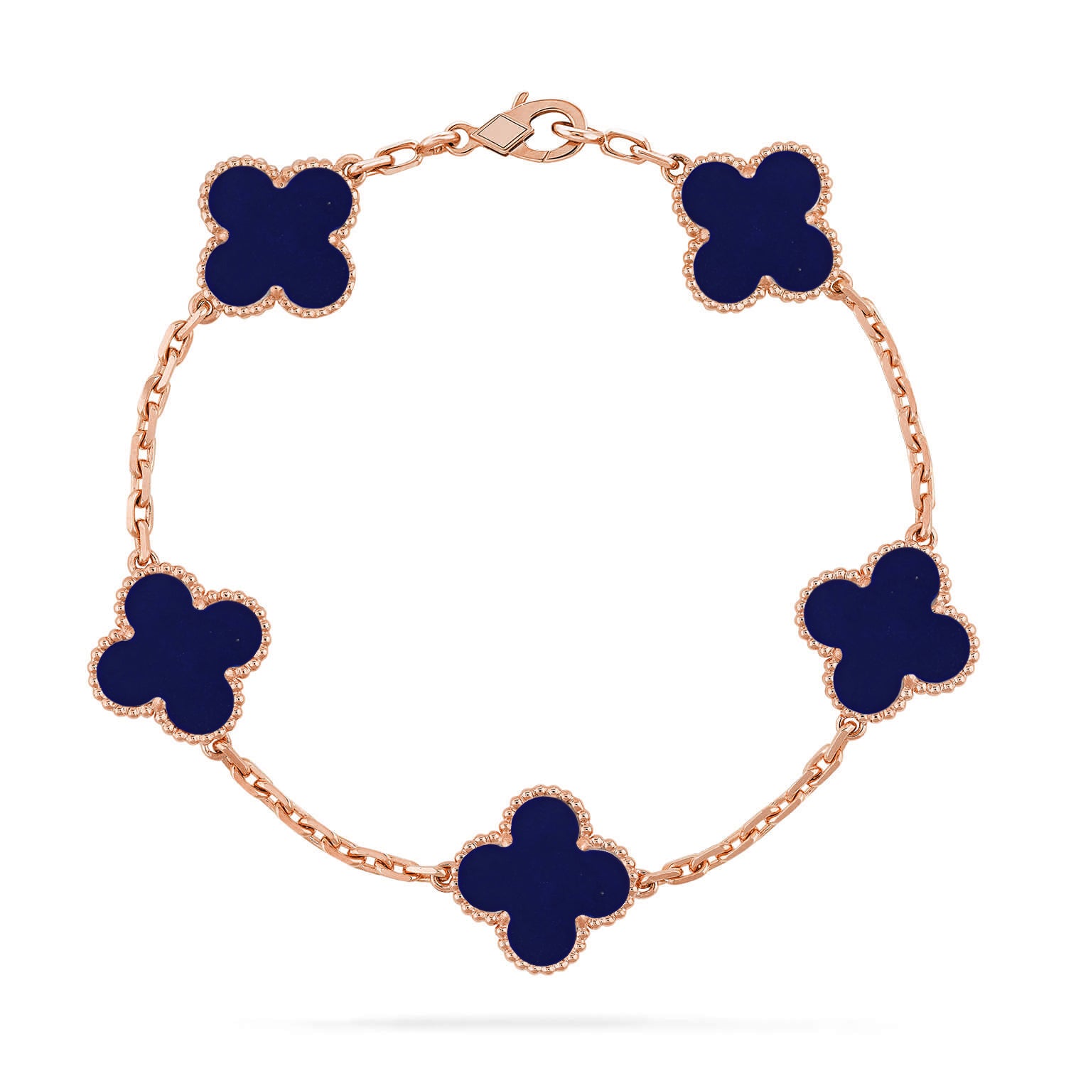 Lucky 5-Motif Clover Wisdom Bracelet - Natural Lapis Lazuli Gemstone