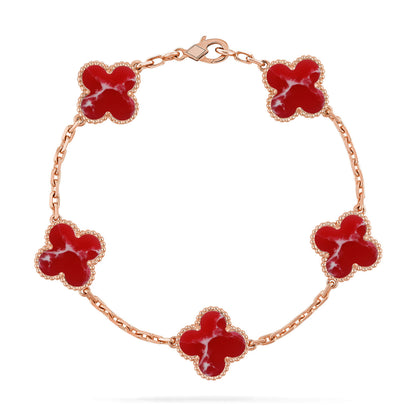 Armband Glücksklee 5 Motive – Kollektion Roter Larimar