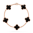 Lucky Clover 5-Motiv Armband – Black Onyx Kollektion