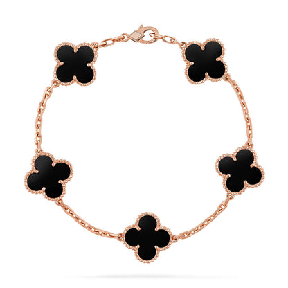 Lucky Clover 5-Motif Bracelet - Black Oxny Collection