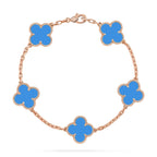 Lucky Clover 5-Motif Bracelet - Blue Agate Collection