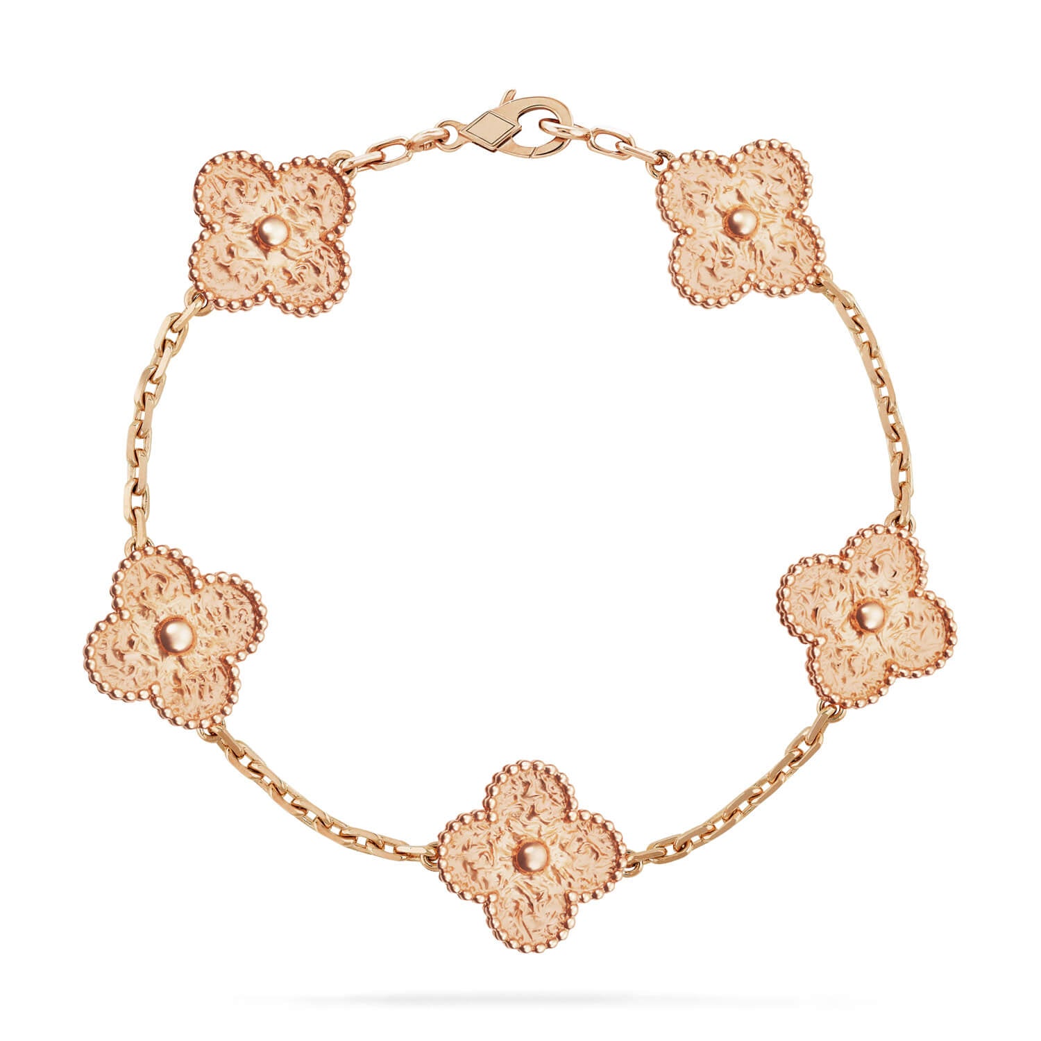 Lucky 5-Motif Clover Hot-Stamped Floral Bracelet - Luxury Statement