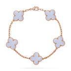 Lucky 5-Motif Clover Serenity Bracelet - Natural Violet Gemstone