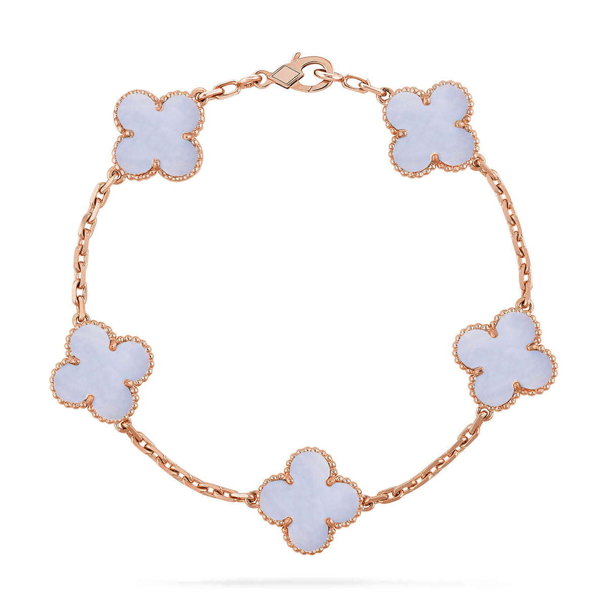 Lucky 5-Motif Clover Serenity Bracelet - Natural Violet Gemstone