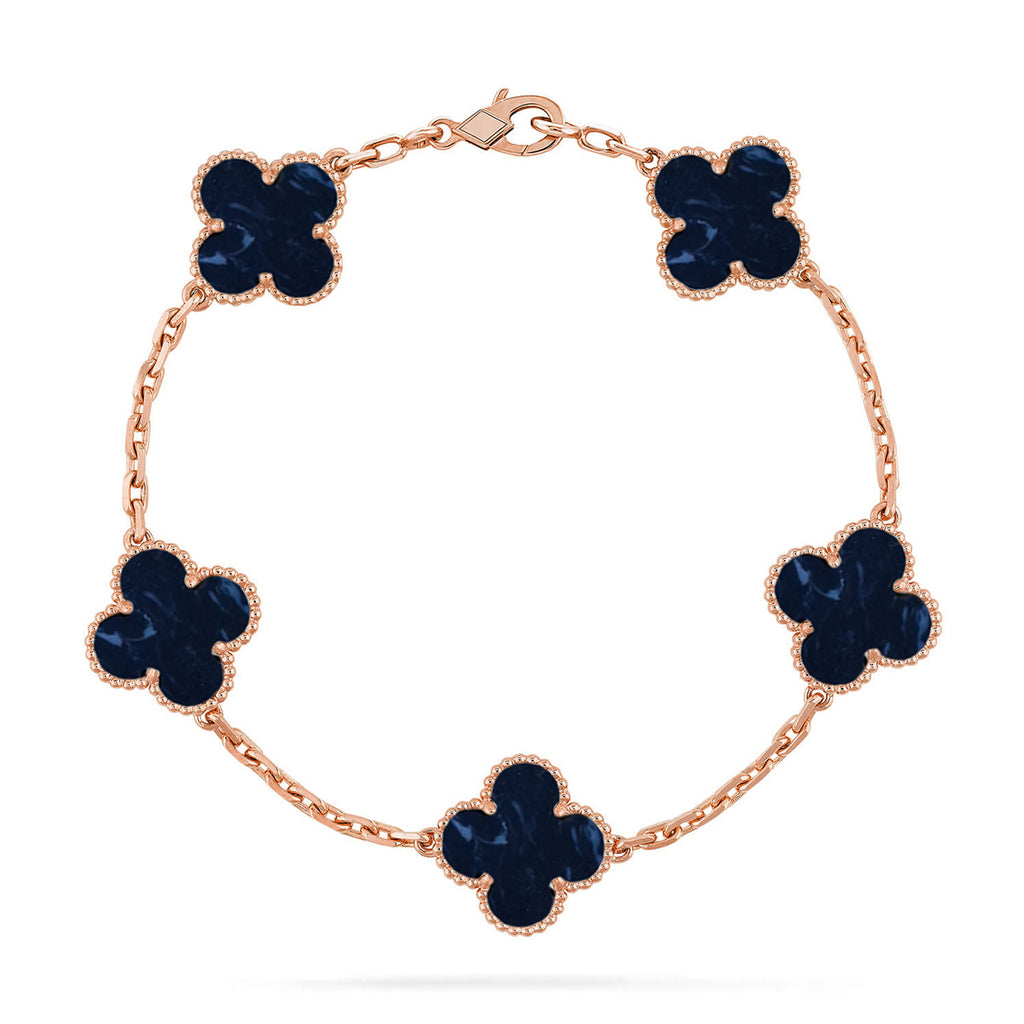 Lucky Clover 5-Motif Bracelet - Pietersite Collection