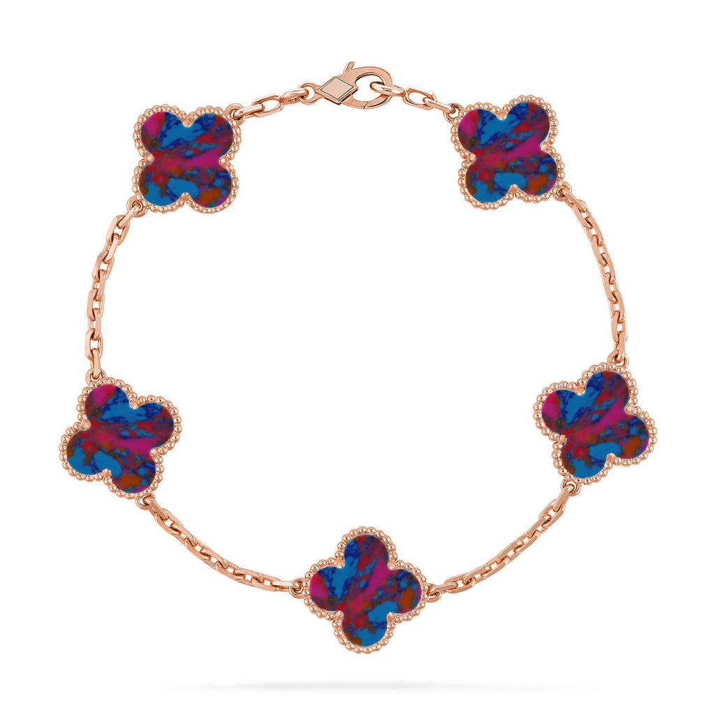 Glücksklee-Armband mit 5 Motiven – Multi-Edelstein-Kollektion