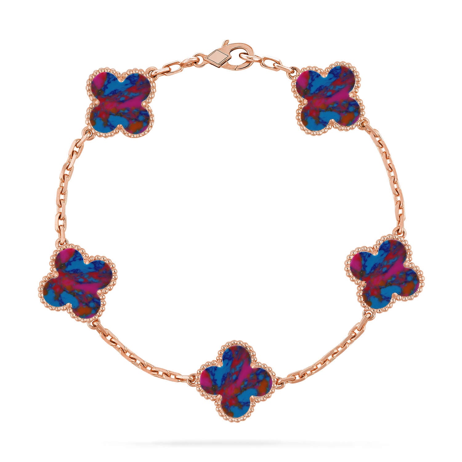 Glücksklee-Armband mit 5 Motiven – Multi-Edelstein-Kollektion