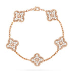 Lucky Clover 5-Motif Bracelet - Full-Diamond