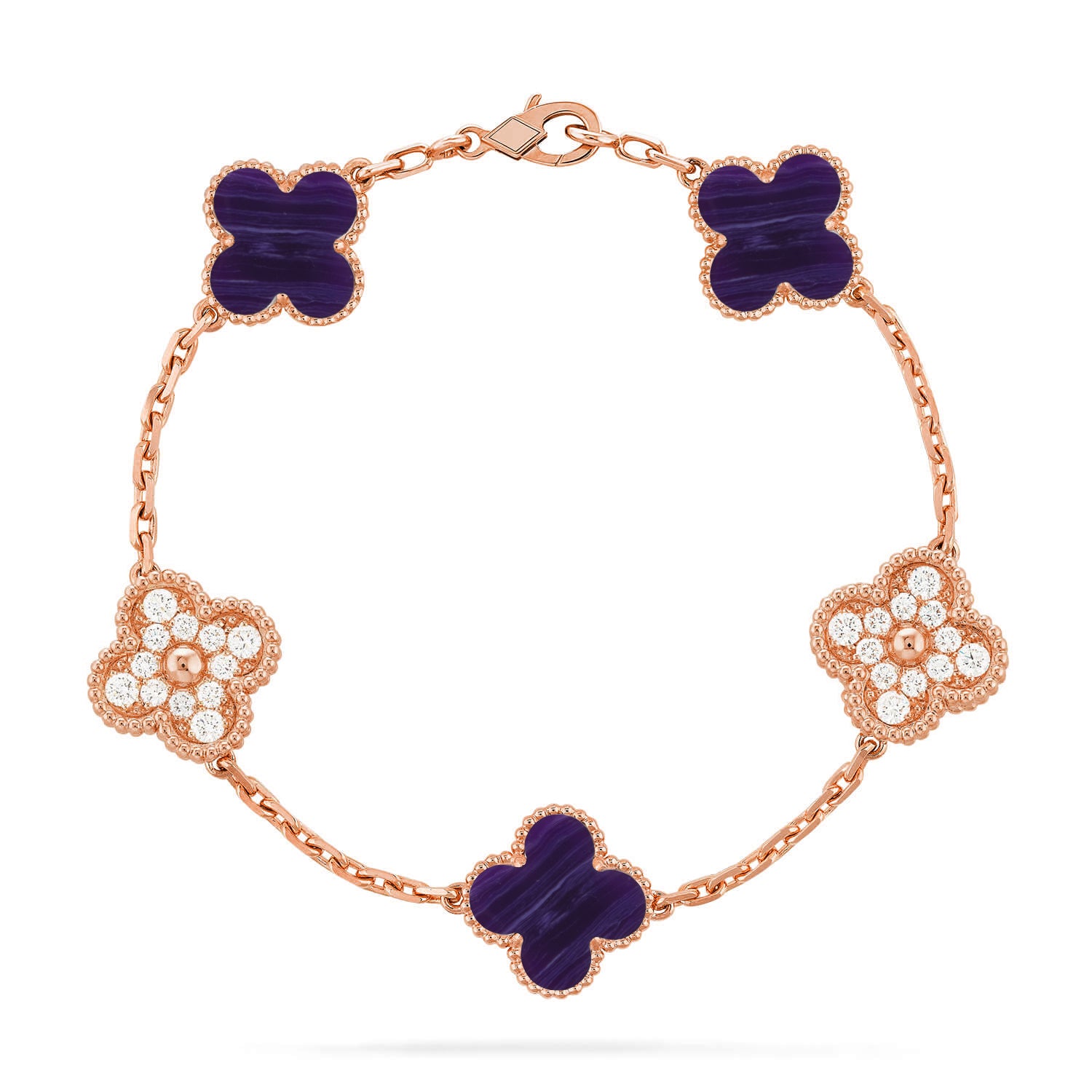 Lucky 5-Motif Clover Transformation Bracelet - Natural Charoite