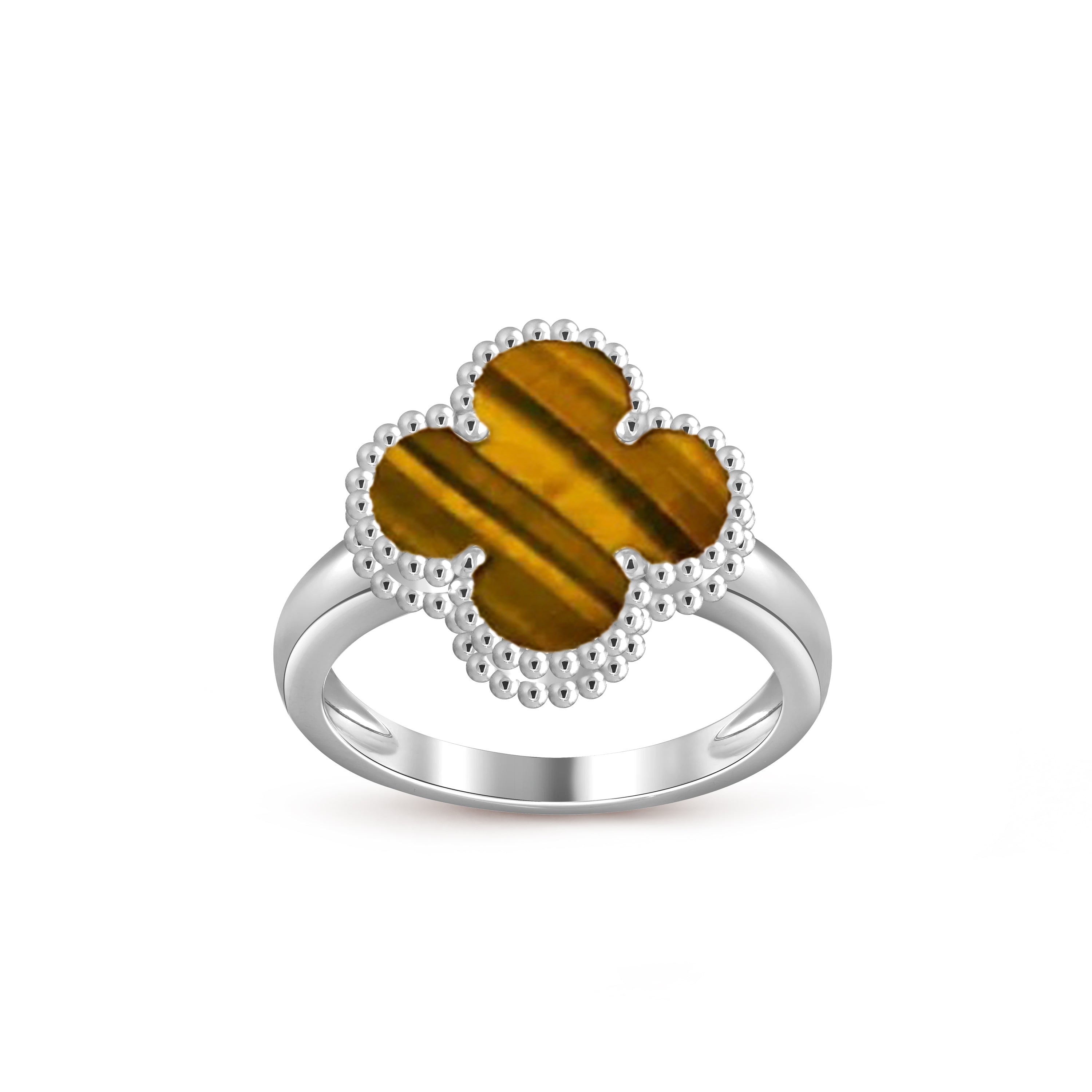 Glücks-Kleeblatt Vintage Weißgoldring - Luxuriöse Edelsteinkollektion