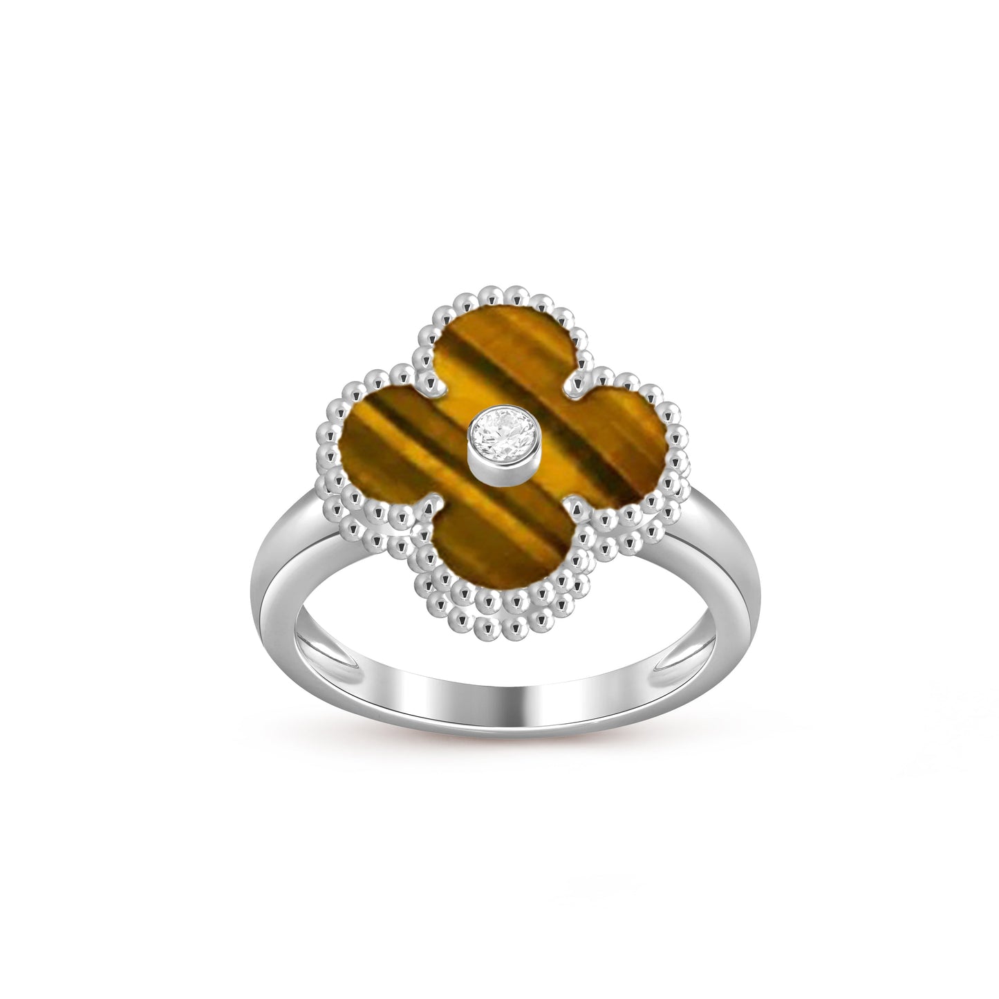 Lucky Clover Diamant-Akzent Weißgoldring-Kollektion