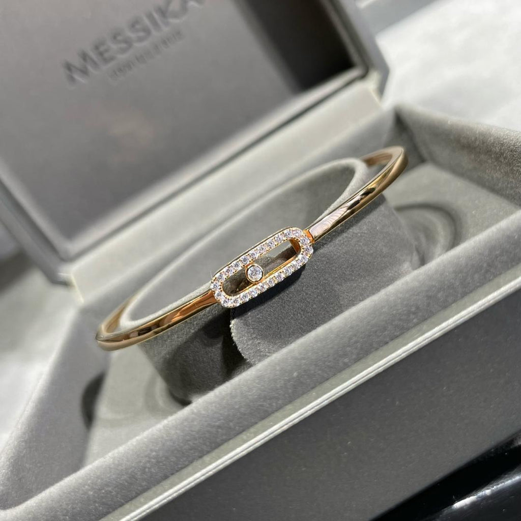 Move Uno Pavé Flex Armreif (Größe M) – Kinetische Diamant-Brillanz – Flexibler Luxus