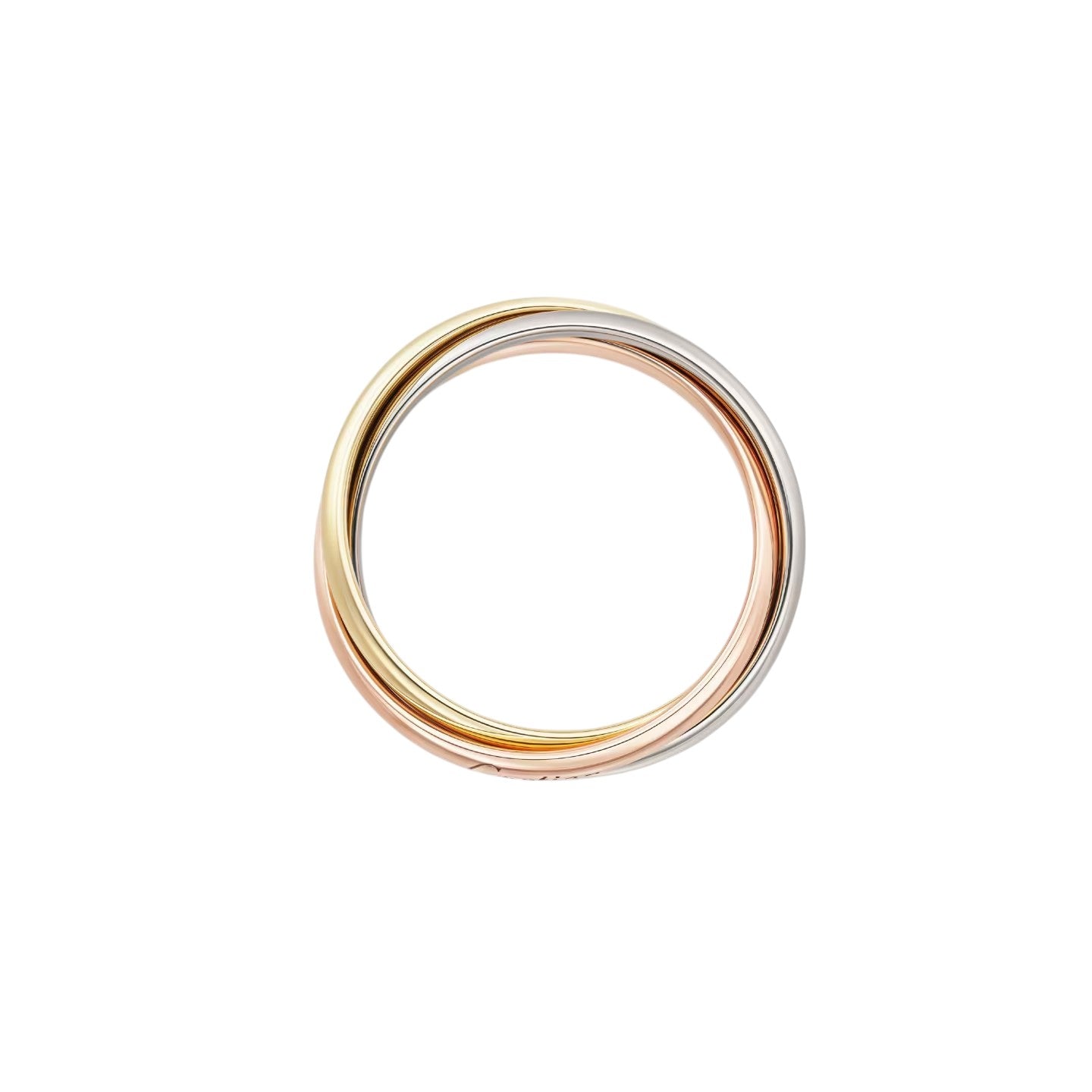 Trinity-Ring – 3,2 mm klassische Fassung – ikonisches ineinandergreifendes Drei-Gold-Design – zeitlose Symbolik