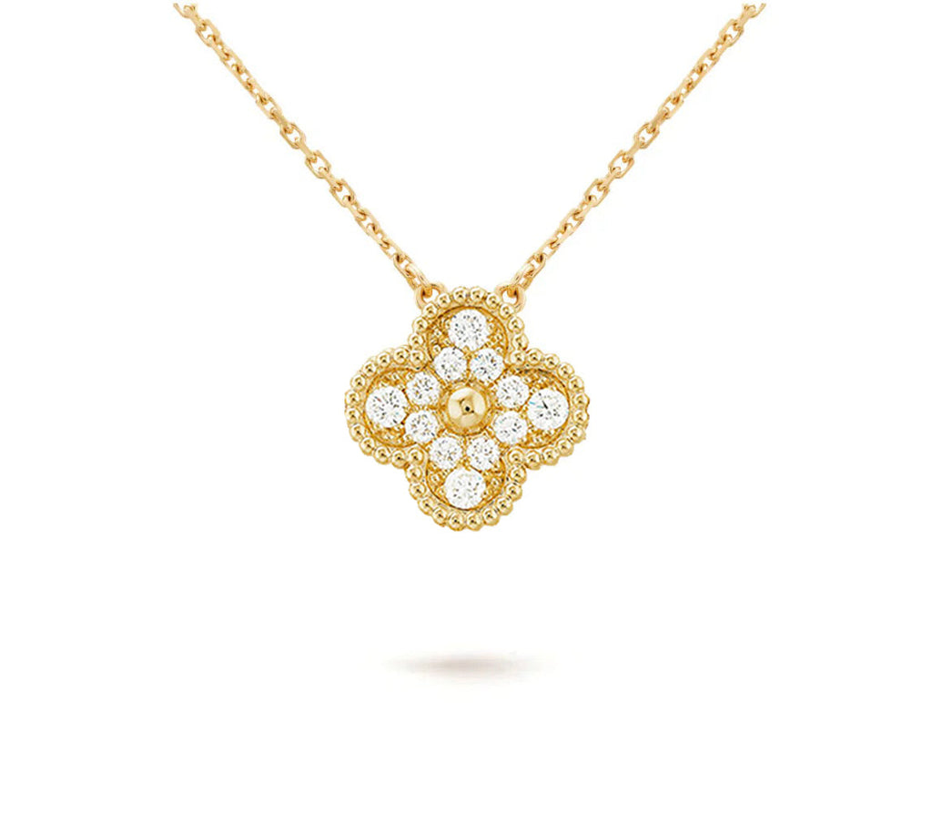 15mm Clover Flower Diamond Pendant Necklace Collection