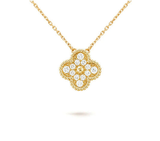 15mm Clover Flower Diamond Pendant Necklace Collection