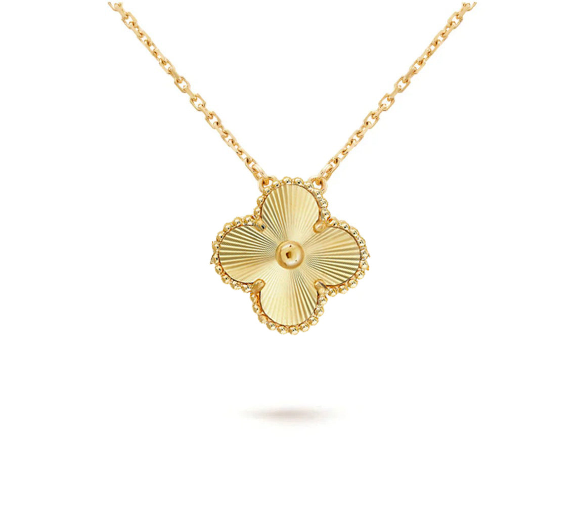 15mm Clover Flower Pendant Necklace - Natural Gemstone Signature Collection