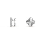 15mm Clover Flower Stud Earrings - Signature Diamond-White Gold Collection