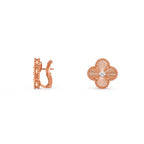 15mm Clover Flower Stud Earrings Diamond-Rose Gold Collection