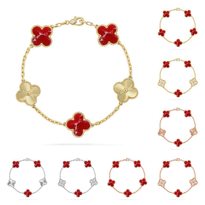 Armband Glücksklee 5 Motive – Kollektion Roter Larimar