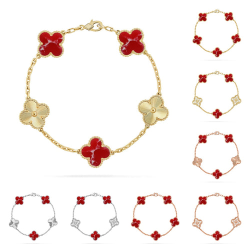 Armband Glücksklee 5 Motive – Kollektion Roter Larimar