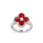 Lucky Clover Diamond-Accent White Gold Ring - Luxury Gemstone Collection