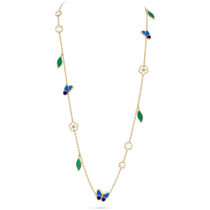 Lucky Spring Butterfly & Flower Statement Necklace - 15-Motif Floral Design