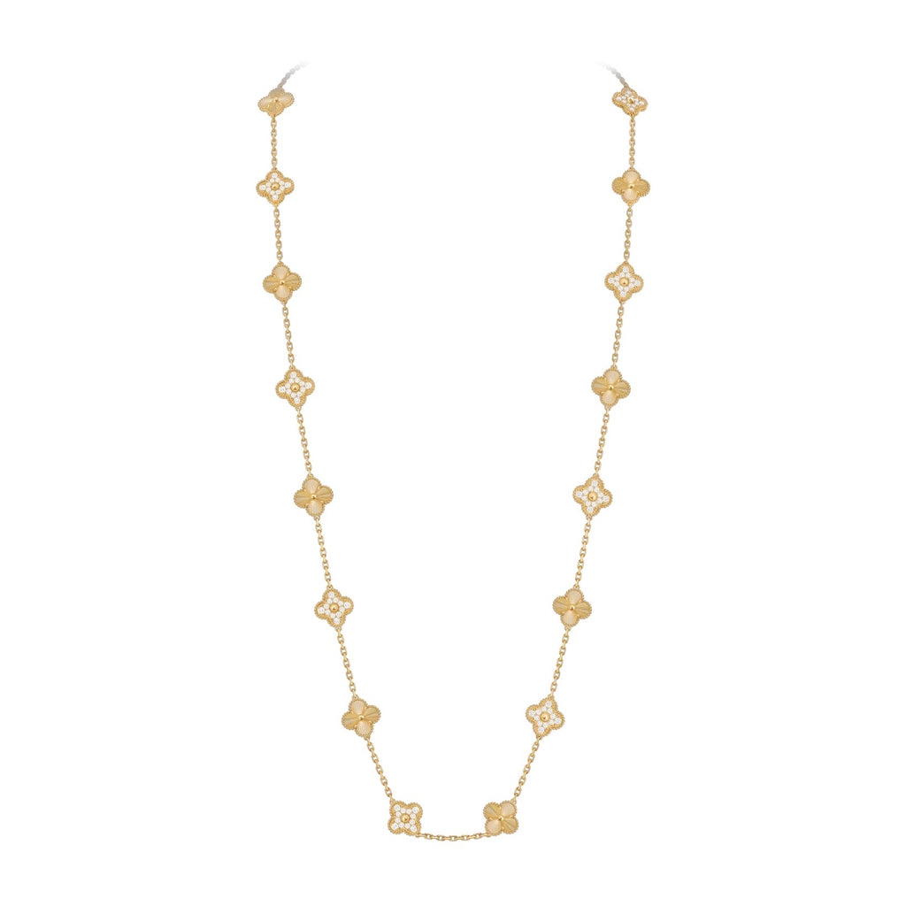 Klassische 20-Motiv Kleeblatt-Halskette Gold-Kollektion