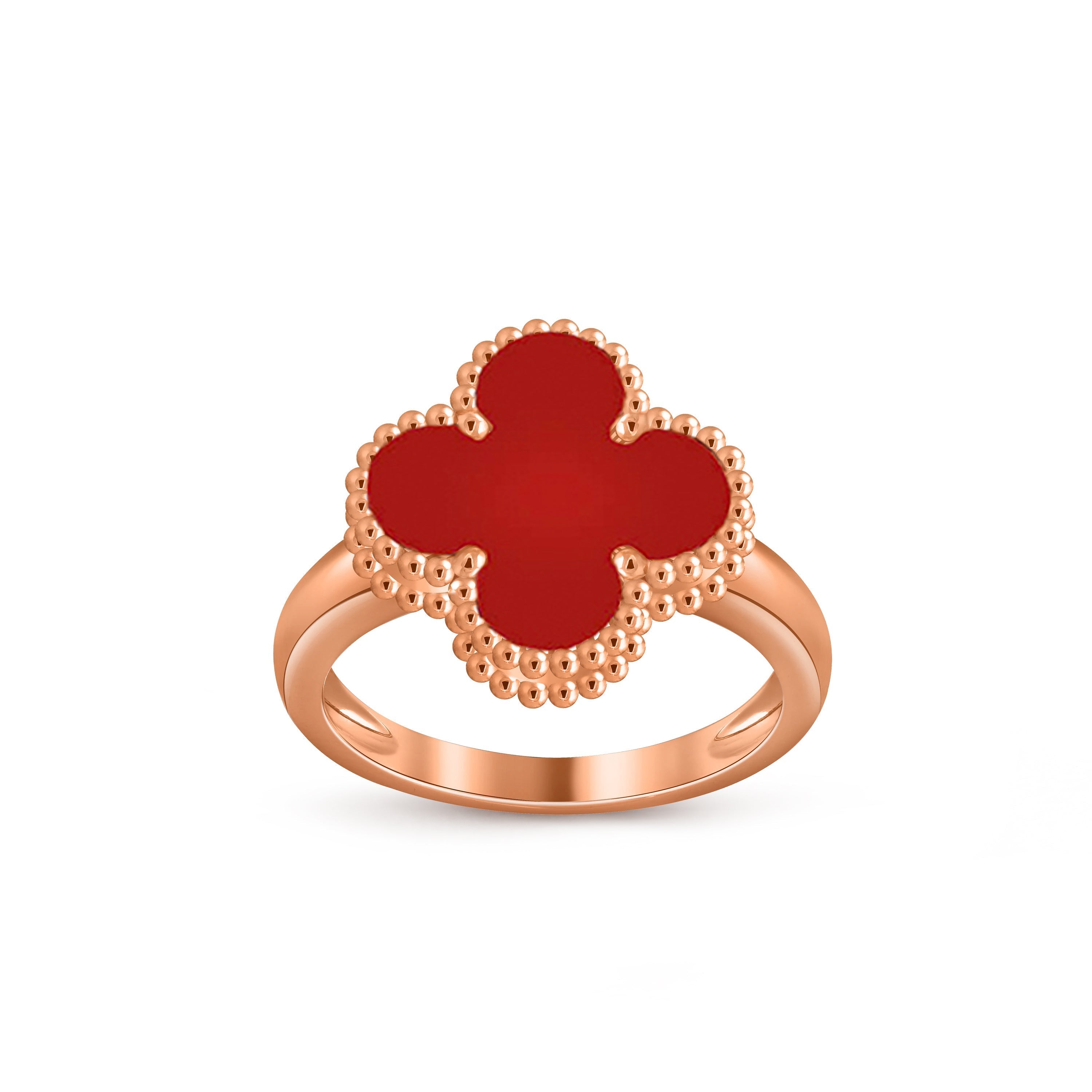 Glücks-Klee-Ring aus Roségold im Vintage-Stil – Luxuriöse Edelsteinkollektion