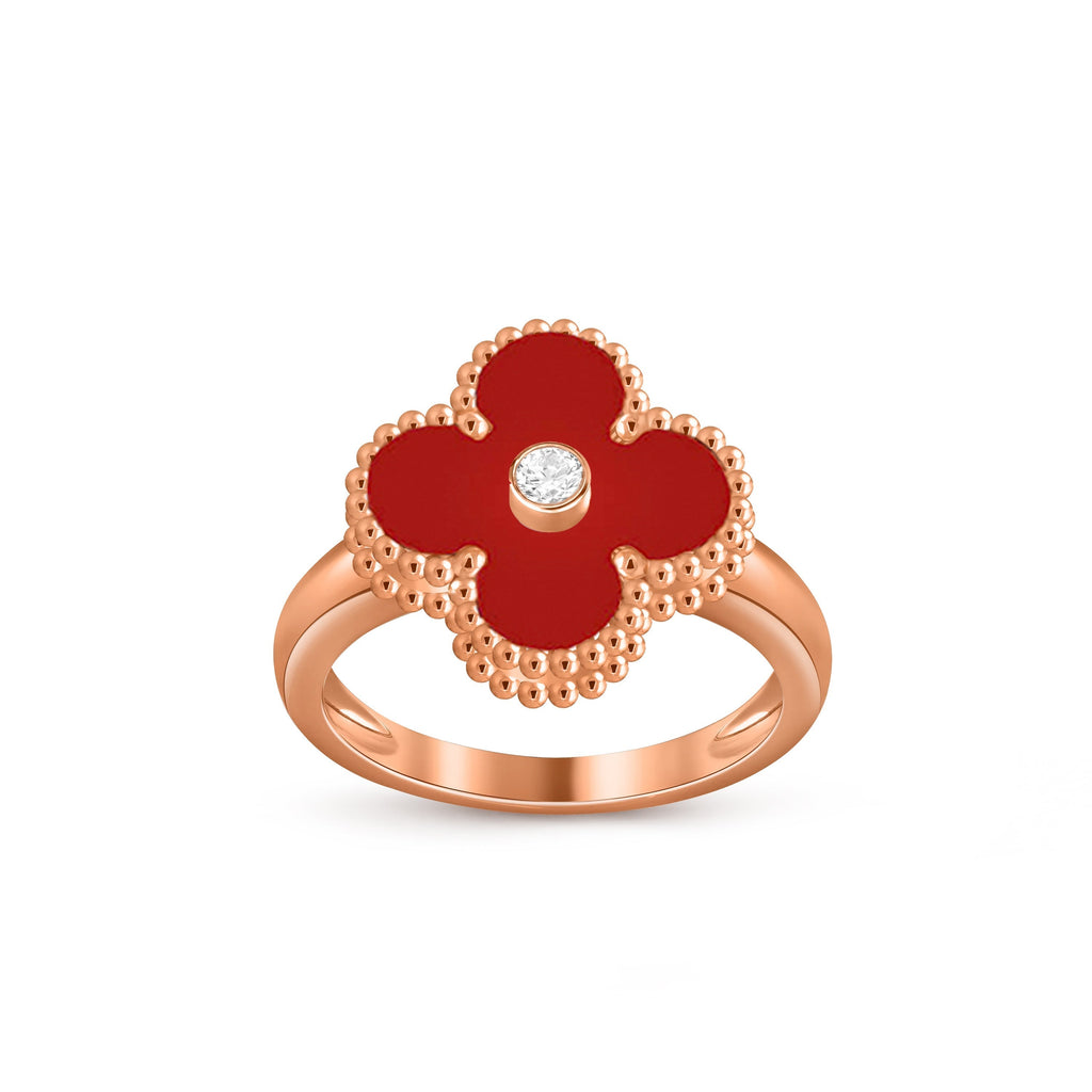Glücksklee-Ringkollektion aus Roségold mit Diamantakzent