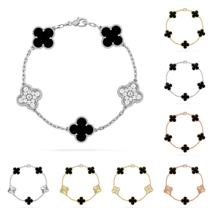 Lucky Clover 5-Motif Bracelet - Black Oxny Collection